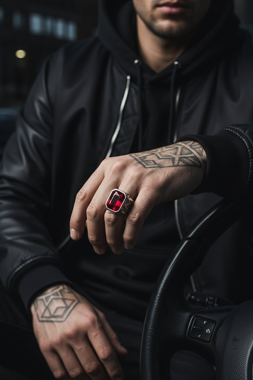 Bague Homme Acier Titane & Pierre – Imperial Crest