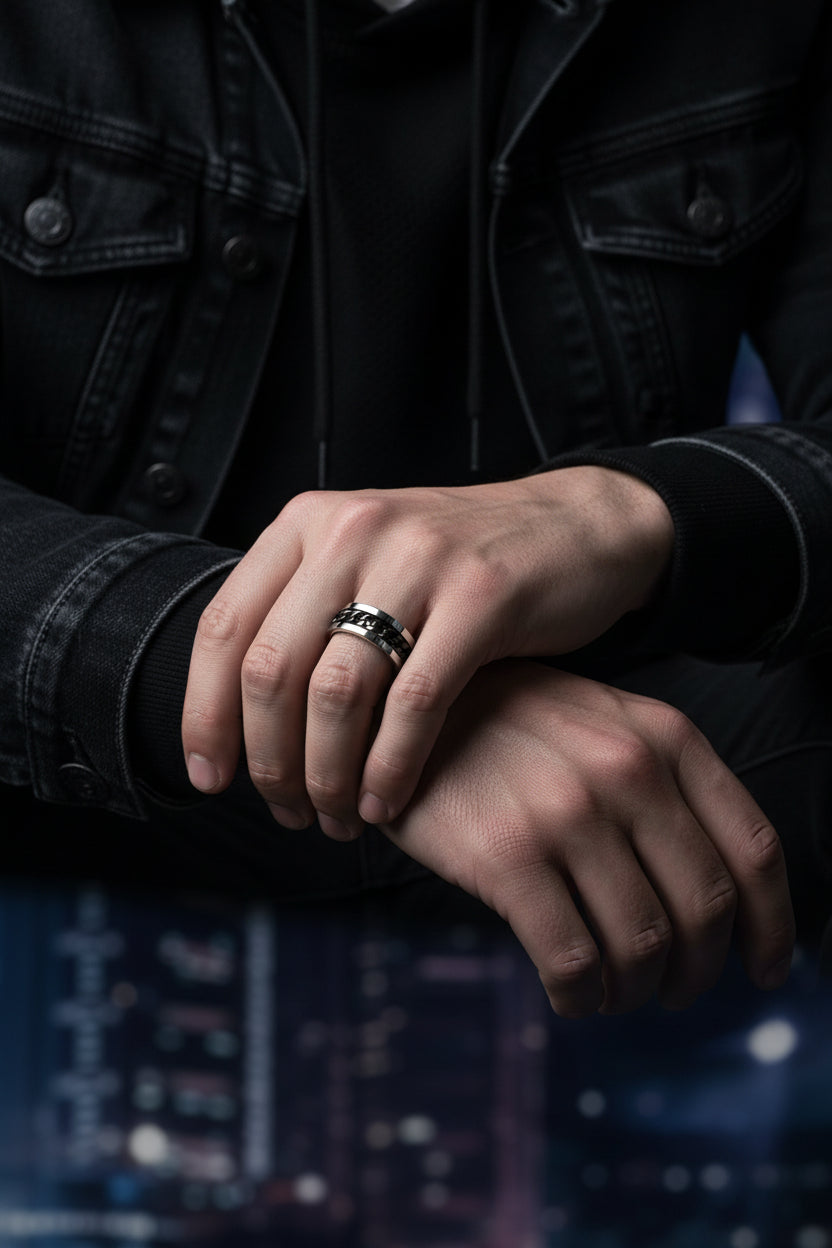 Bague CHAIN SPINNER™ — Acier Titane & Design Chaîne
