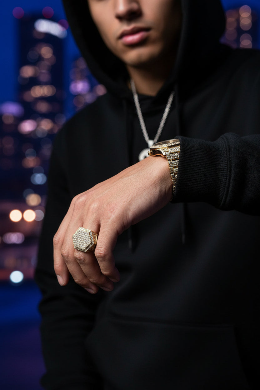 Bague Homme ROYAL PAVE™ — Design Carré & Cristaux CZ