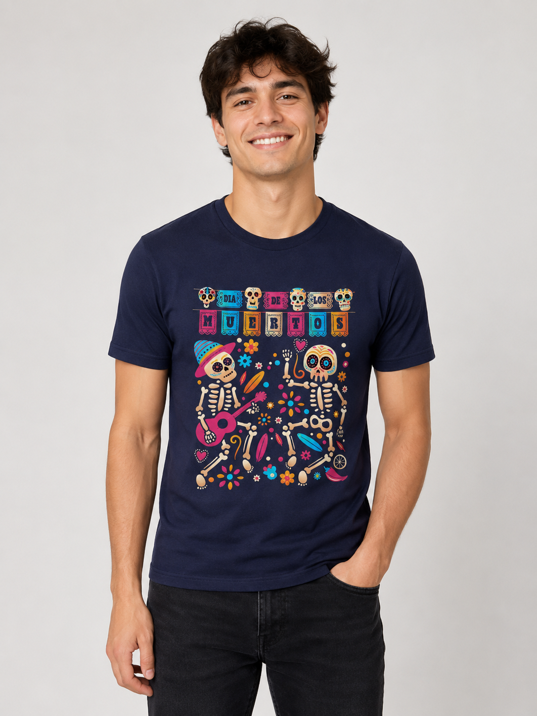 T-shirt homme imprimé Día de los Muertos – Coupe décontractée
