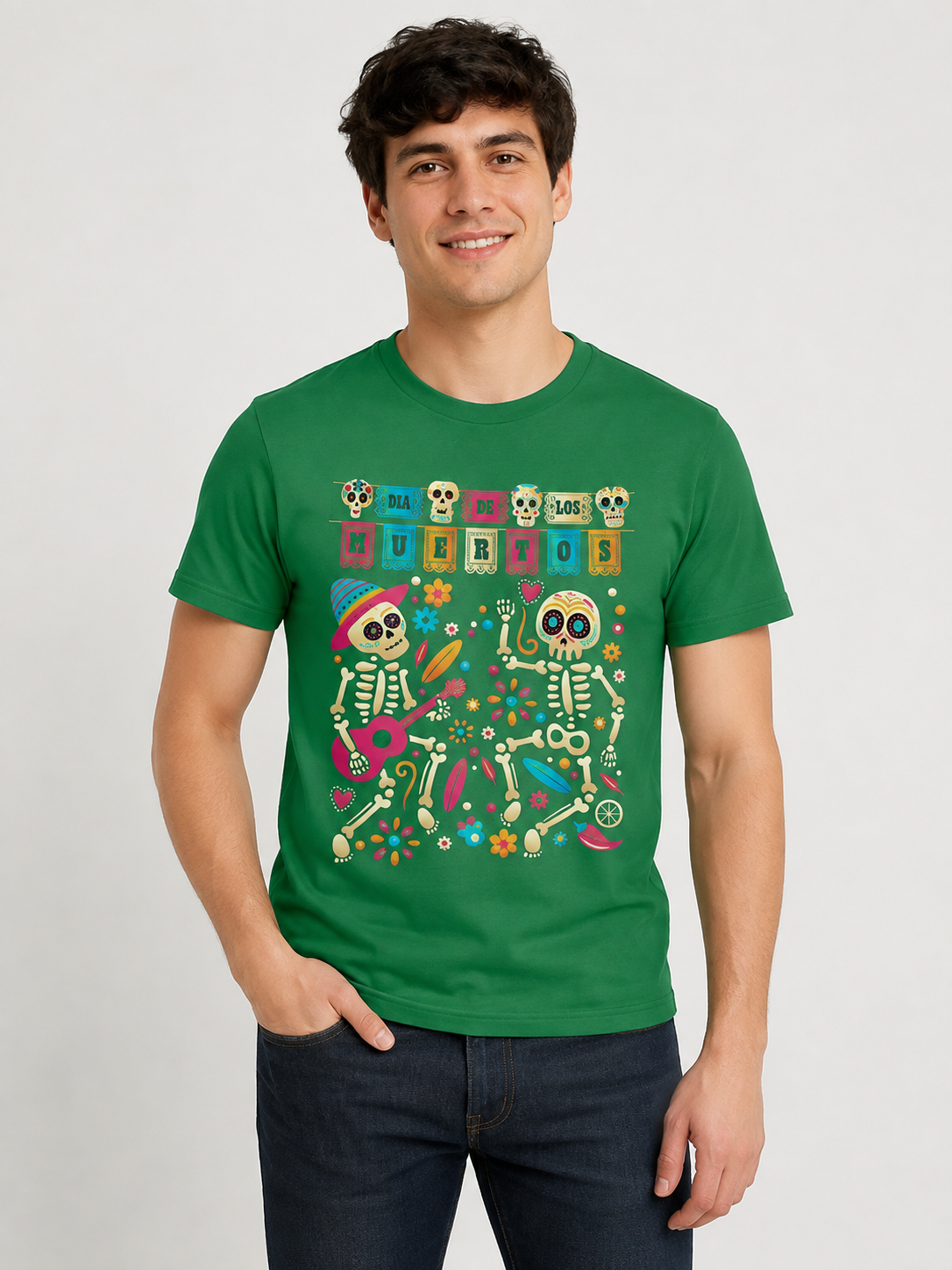 T-shirt homme imprimé Día de los Muertos – Coupe décontractée