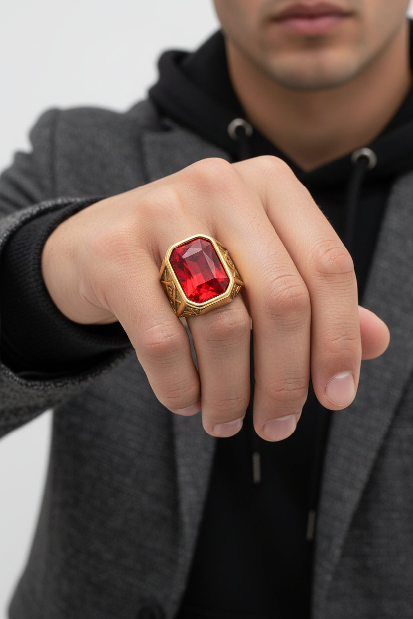 Bague Homme Acier Titane & Pierre – Imperial Crest