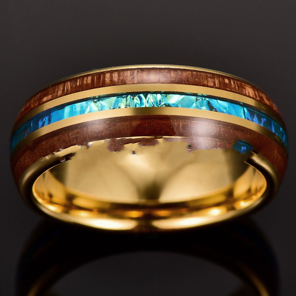 Bague Homme GOLDWOOD™ — Acier Tungstène 6 mm & Incrustation Effet Bois