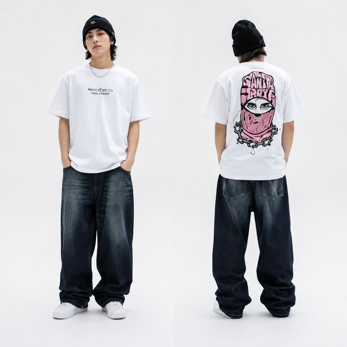 T-shirt oversize en coton pour homme – Imprimé streetwear rétro