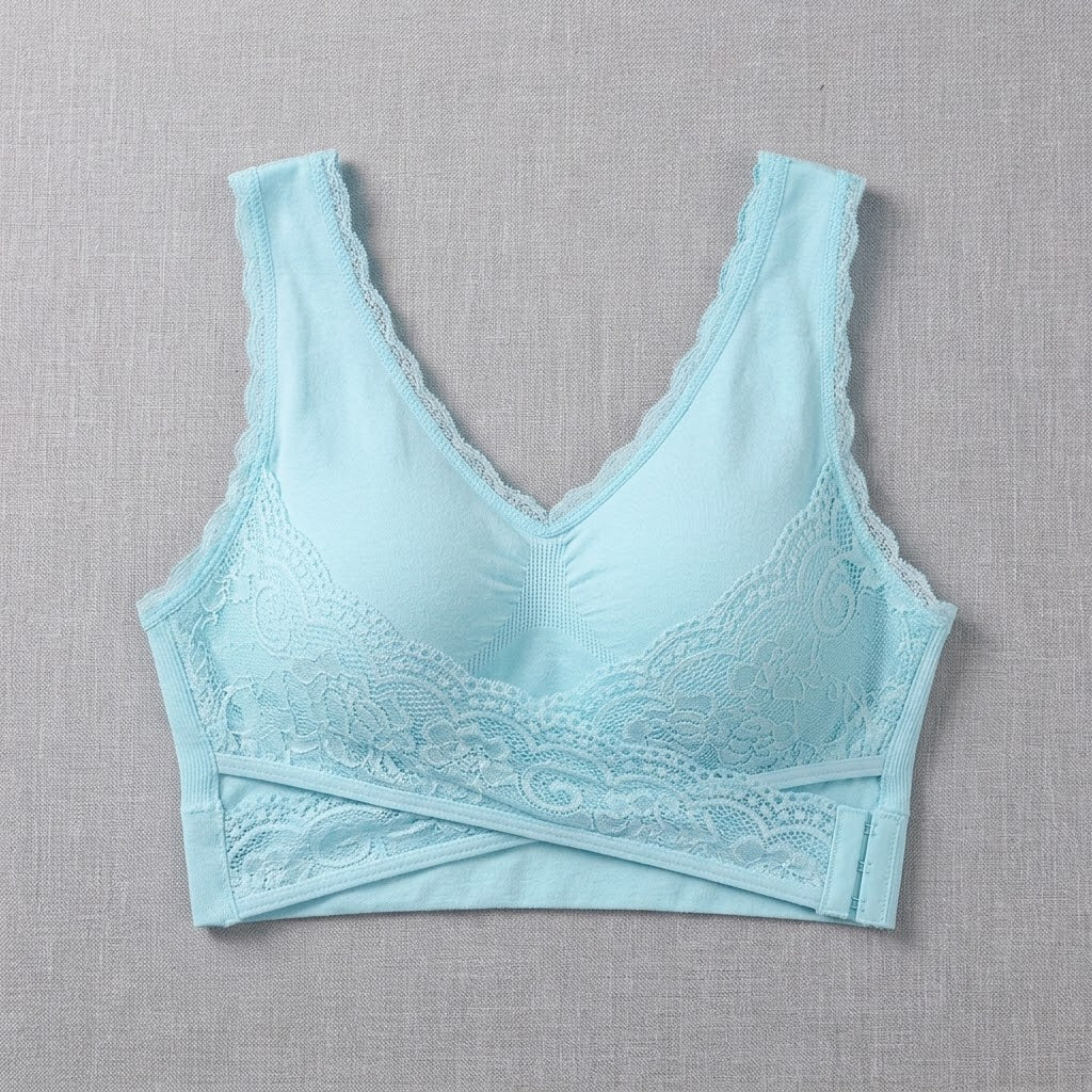 Brassiere de Sport Sans Armature Croisee Devant Dentelle