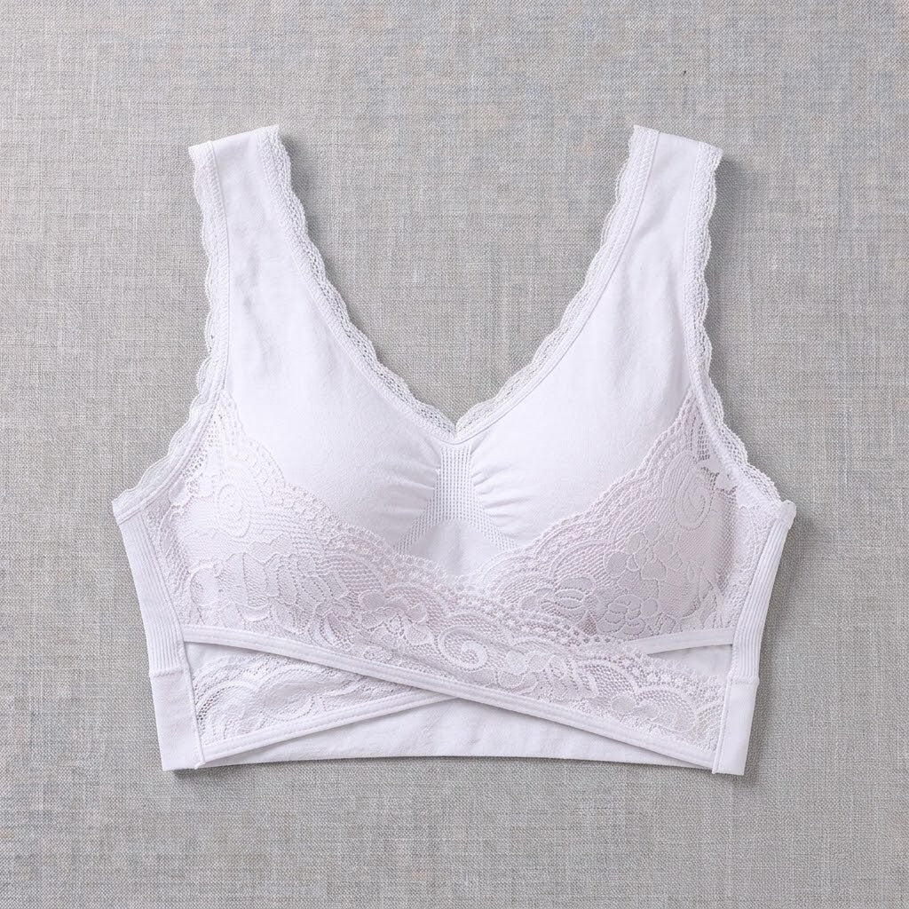 Brassiere de Sport Sans Armature Croisee Devant Dentelle