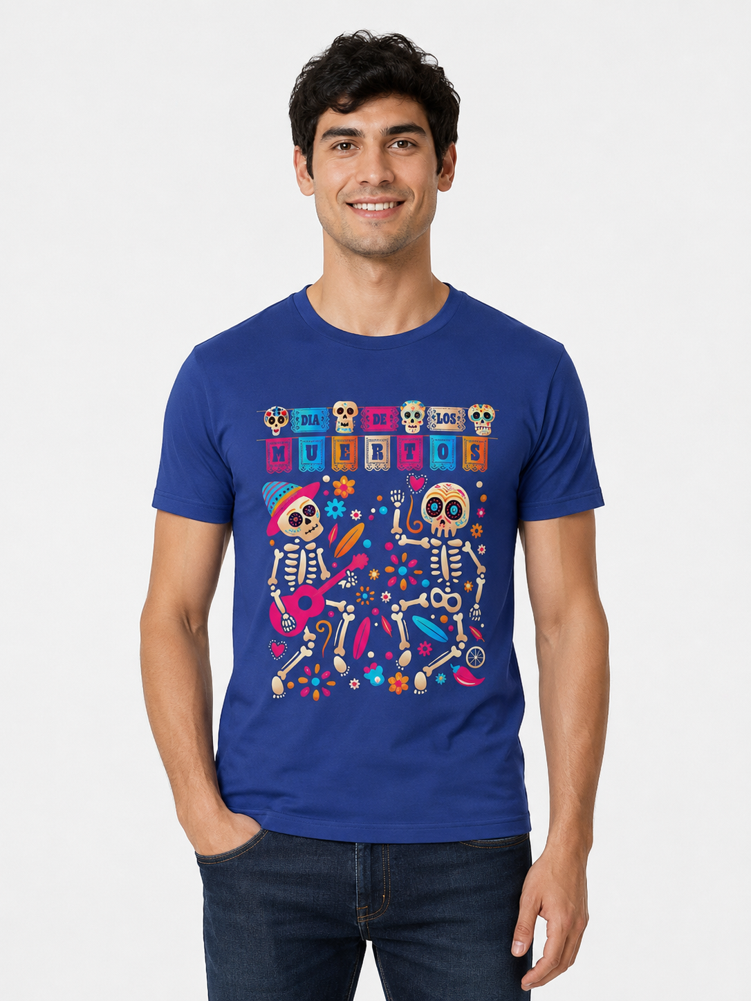 T-shirt homme imprimé Día de los Muertos – Coupe décontractée